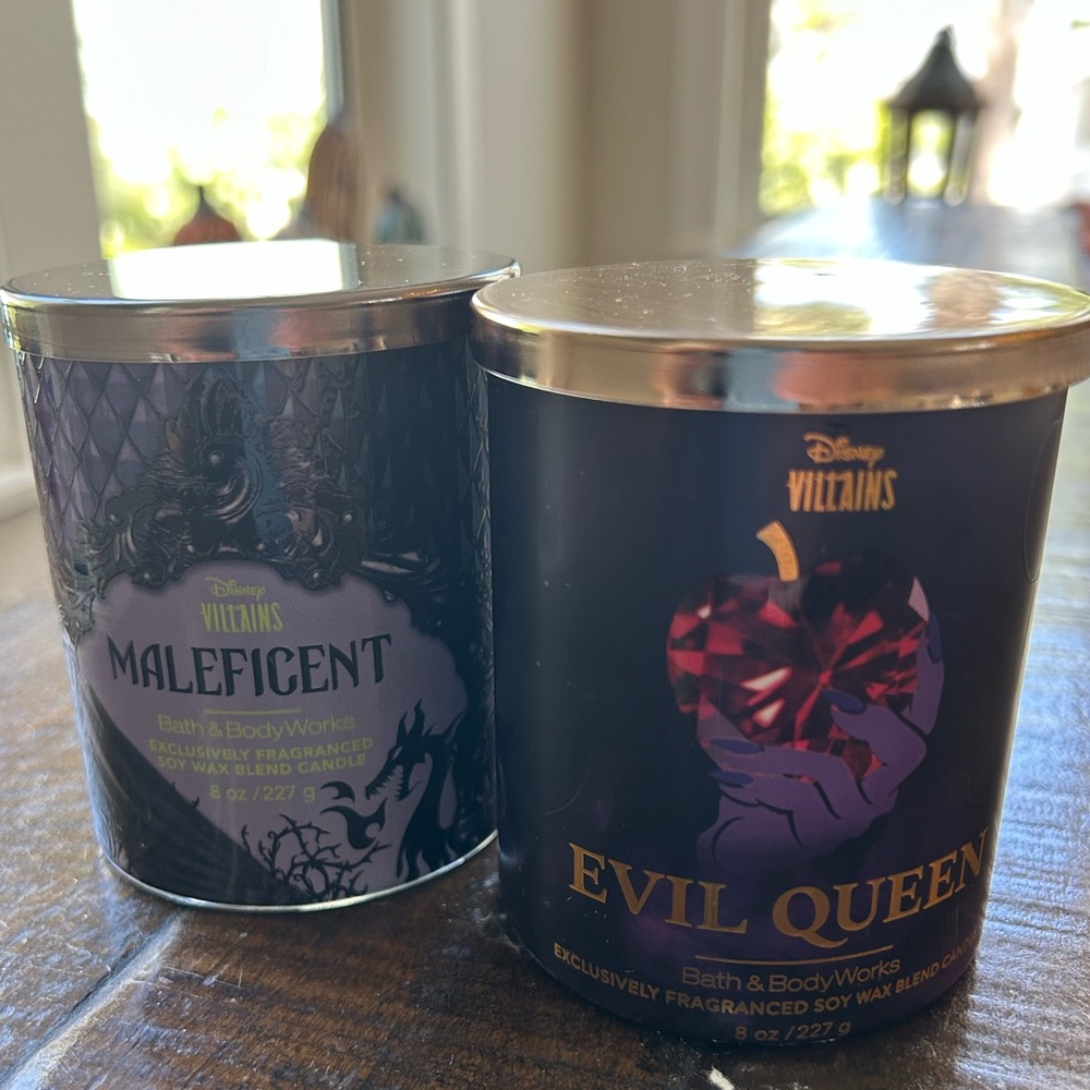 “New” Bath & Body Works Maleficent & Evil Queen Single Wick Candles (set of 2)